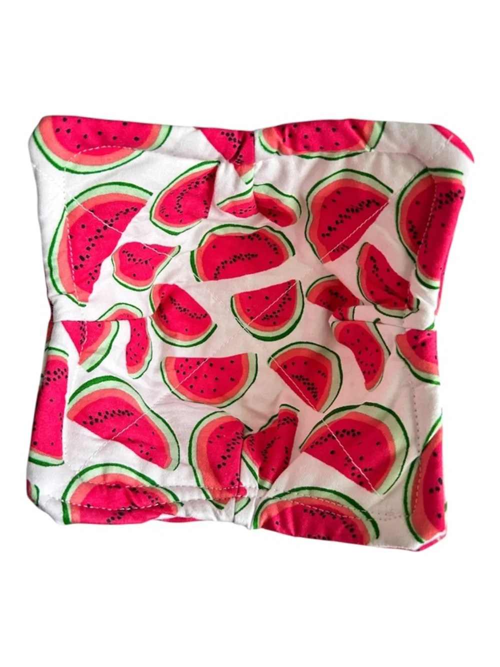 Hand Crafted Colorful Watermelon Print Microwave Small Bowl or Mug Cozy Cotton